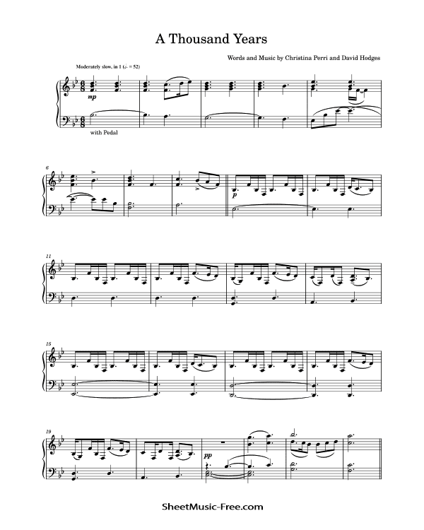 Get A Thousand Years Sheet Music PDF Free for Piano & More