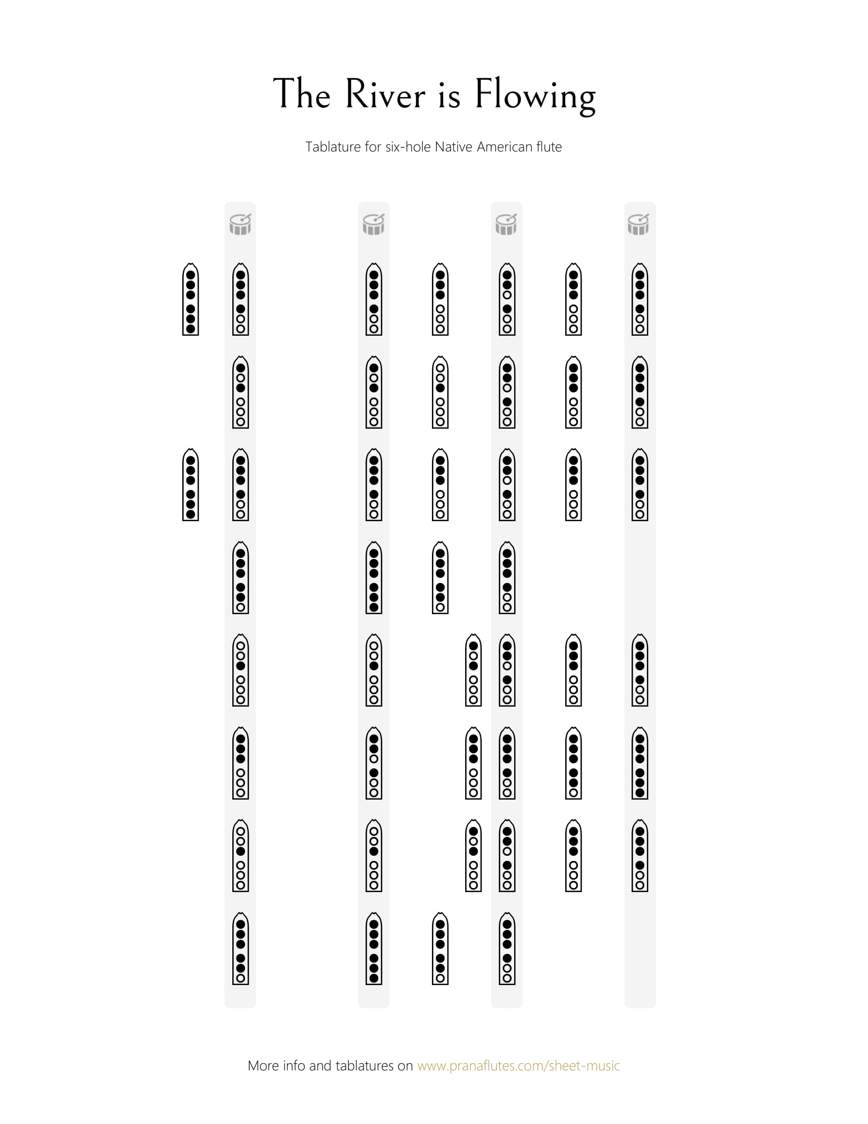 6 hole native american flute sheet music