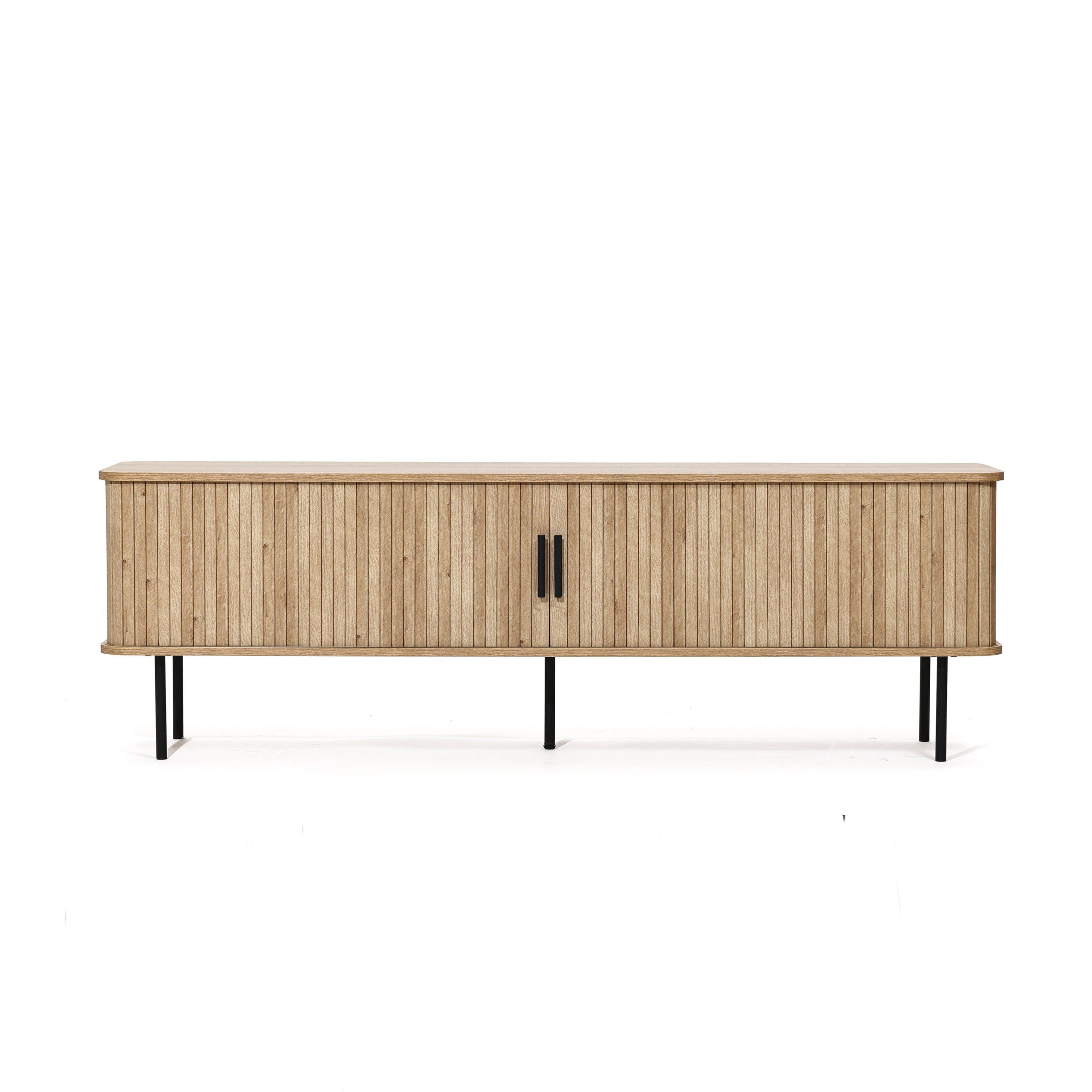 Discover the Aria TV Stand: Textured Doors and Wood Finish for a Statement Piece