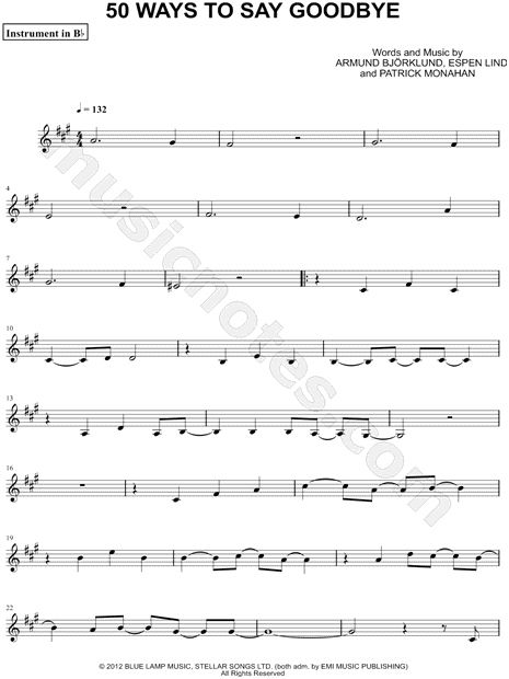 50 Ways to Say Goodbye Trumpet Solo Sheet Music - PDF & MIDI Free Downloads