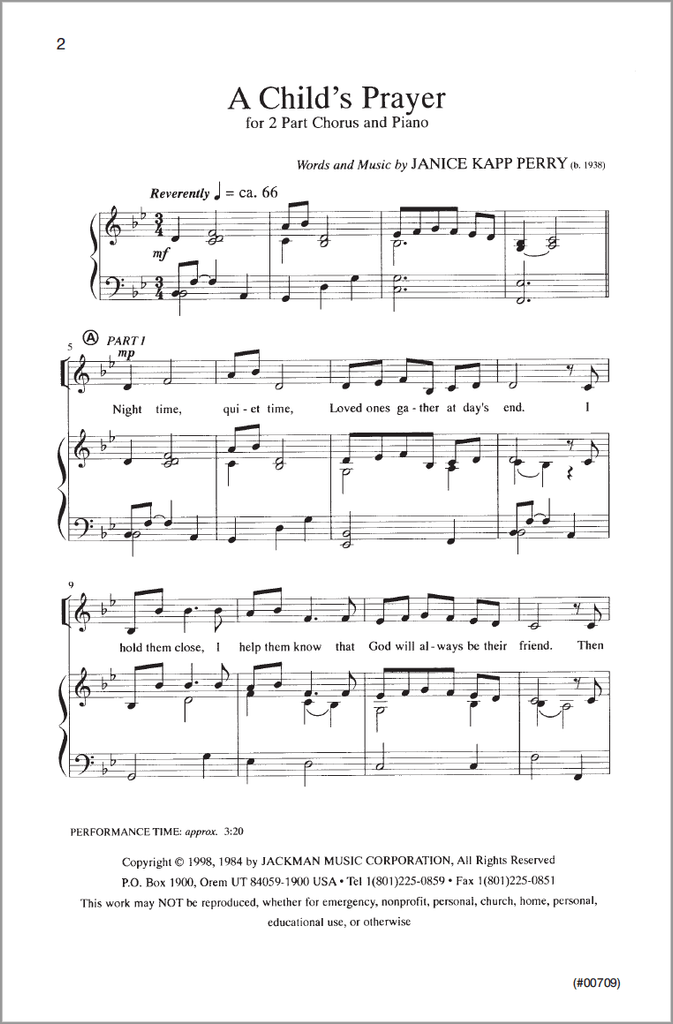 A Childs Prayer Sheet Music – Easy Piano & Choir Arrangement