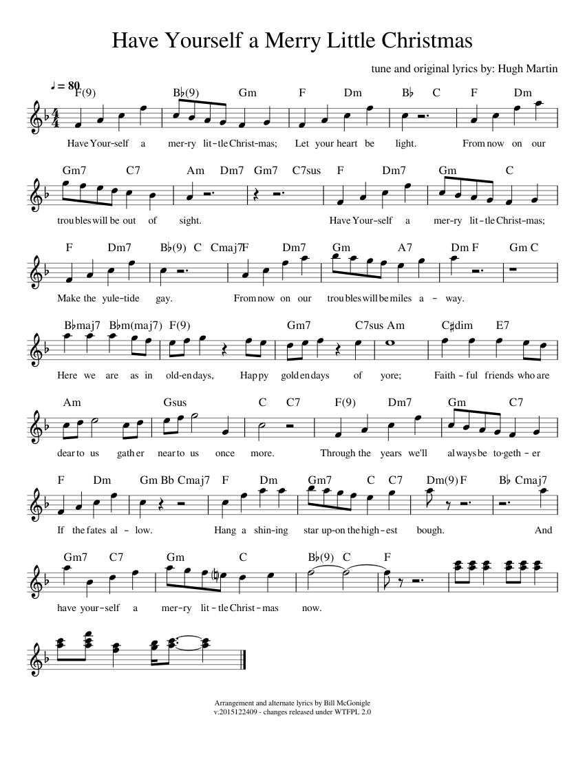 Download Have Yourself a Merry Little Christmas PDF Sheet Music for Piano and Voice