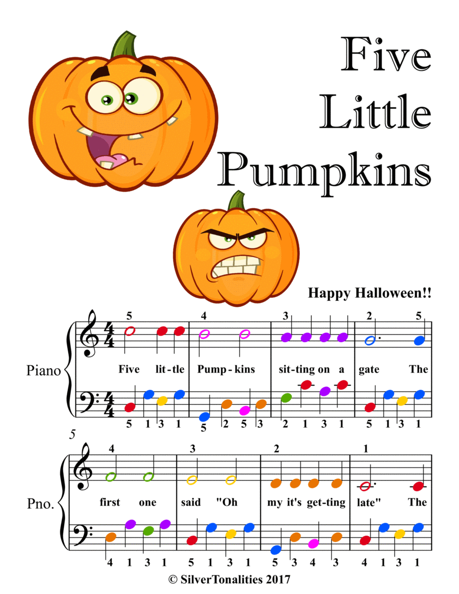 Five Little Pumpkins Sheet Music – Easy Piano Arrangement for Beginners