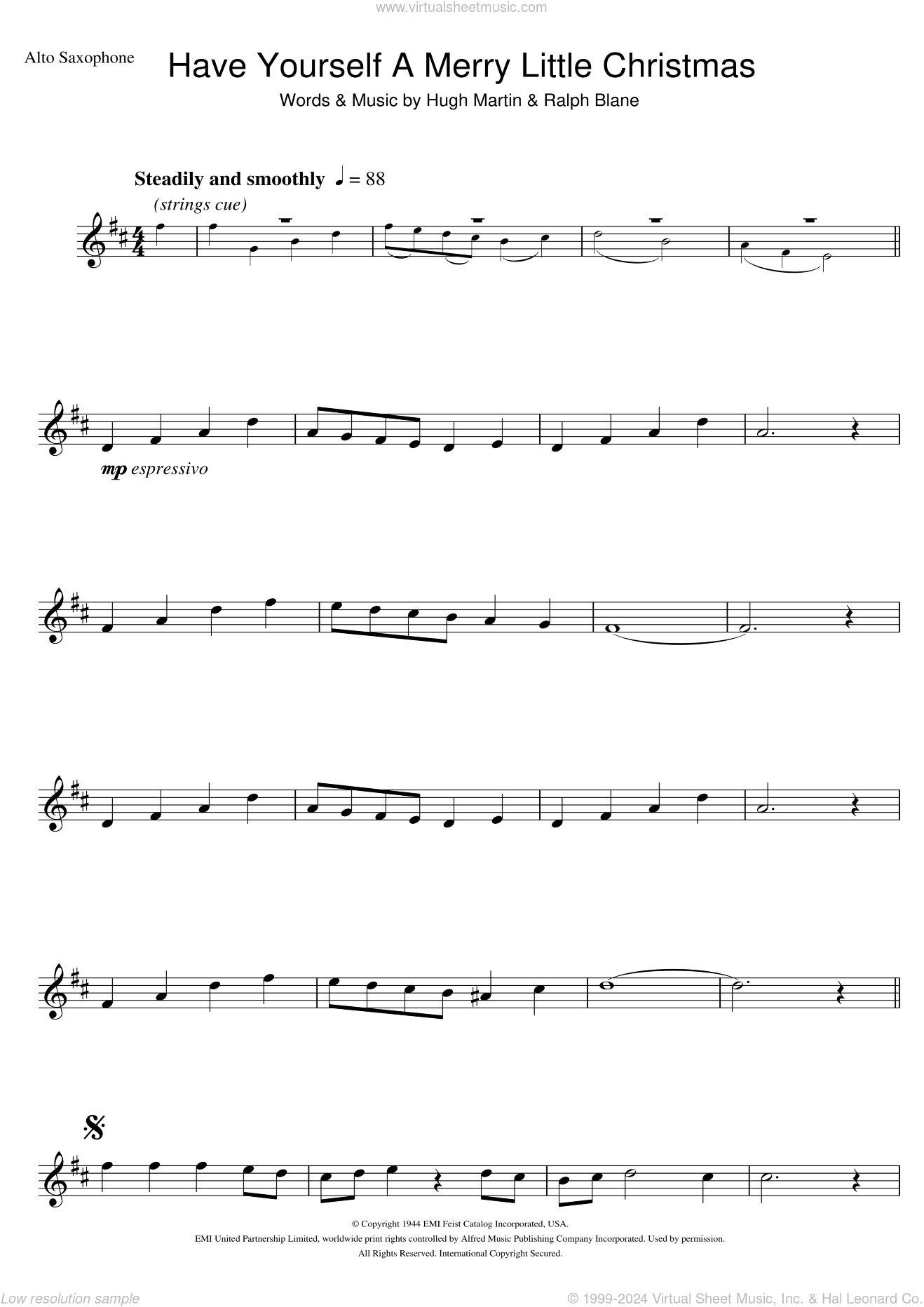 Have Yourself a Merry Little Christmas Sheet Music for Alto Saxophone – Free PDF & MIDI Download