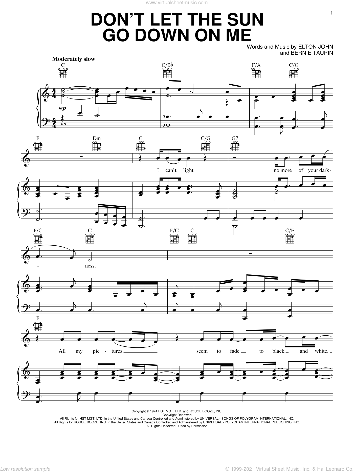 Get Don't Let the Sun Go Down on Me Sheet Music for Piano, Guitar & More