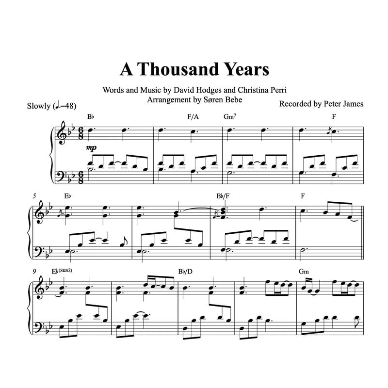 Christina Perri - A Thousand Years Piano Sheet Music PDF Download