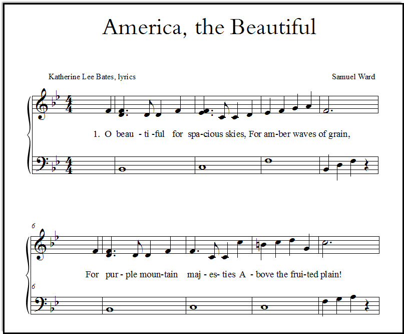 Download America the Beautiful Free Sheet Music (Simple Arrangements for Beginners and Kids)