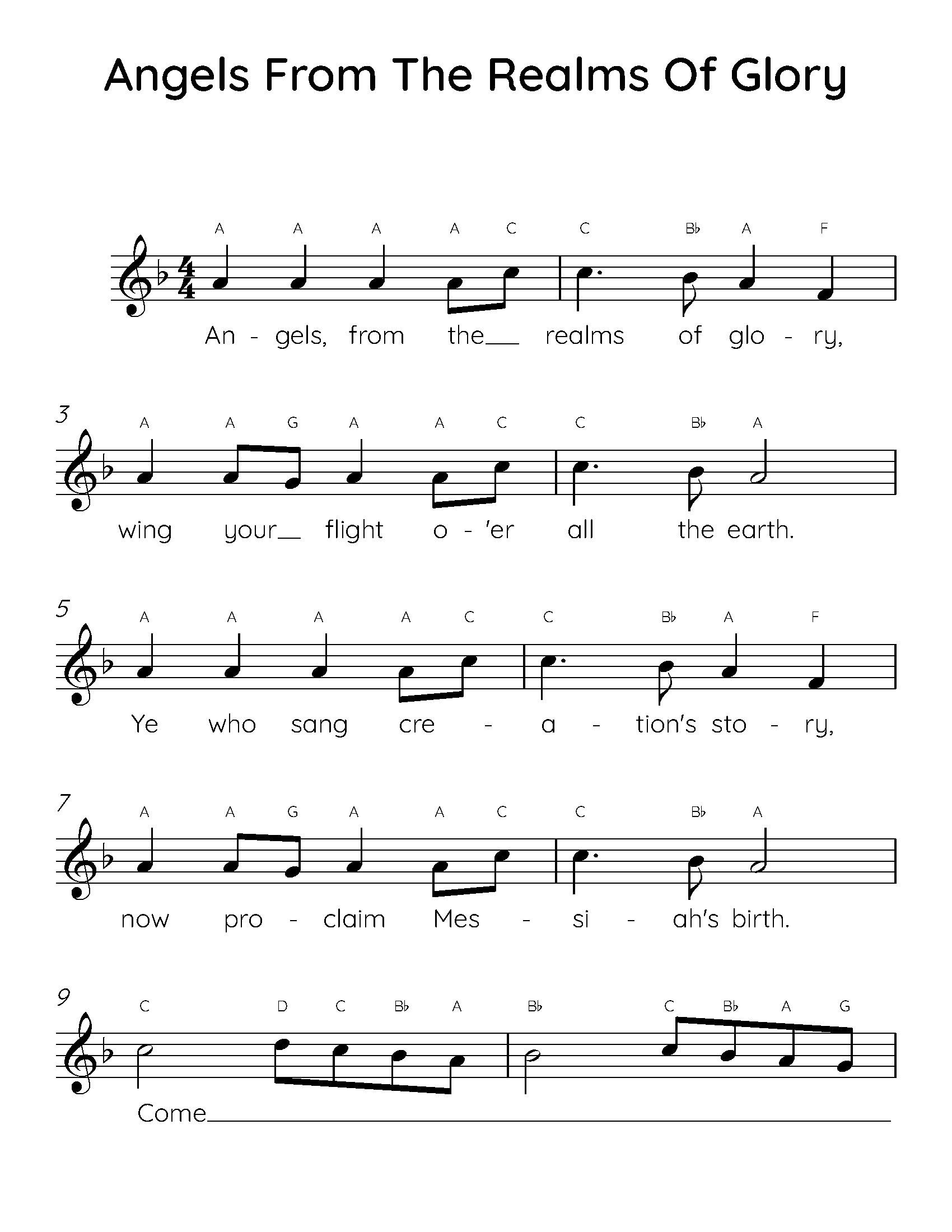 Angels from the Realms of Glory Music Sheet Easy (Find the Perfect Version for You)