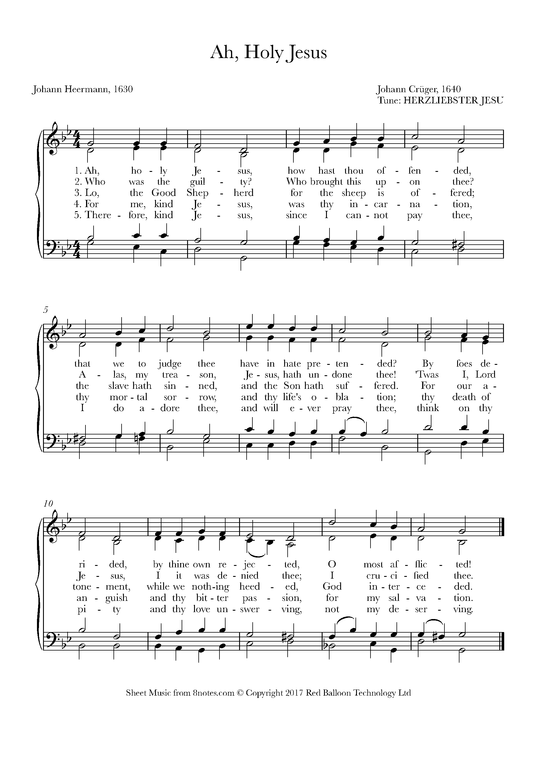 Printable Ah Holy Jesus Sheet Music Chords and Lyrics