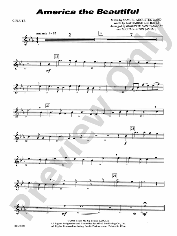 Download america the beautiful flute sheet music now (Simple arrangements and full scores)