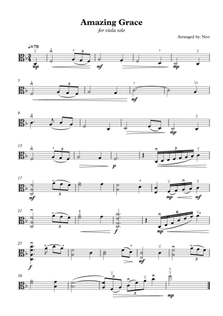 Get Your Amazing Grace Viola Music Sheet (Beginner and Intermediate)