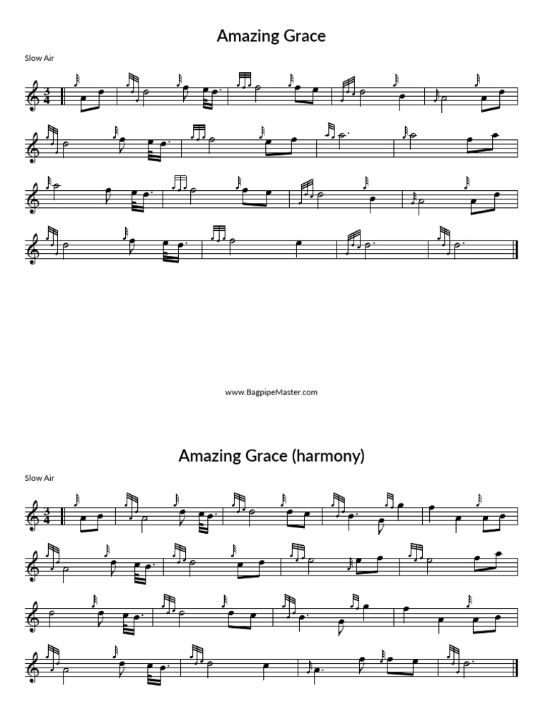 Get Your Amazing Grace Bagpipe Sheet Music Now - Various Arrangements