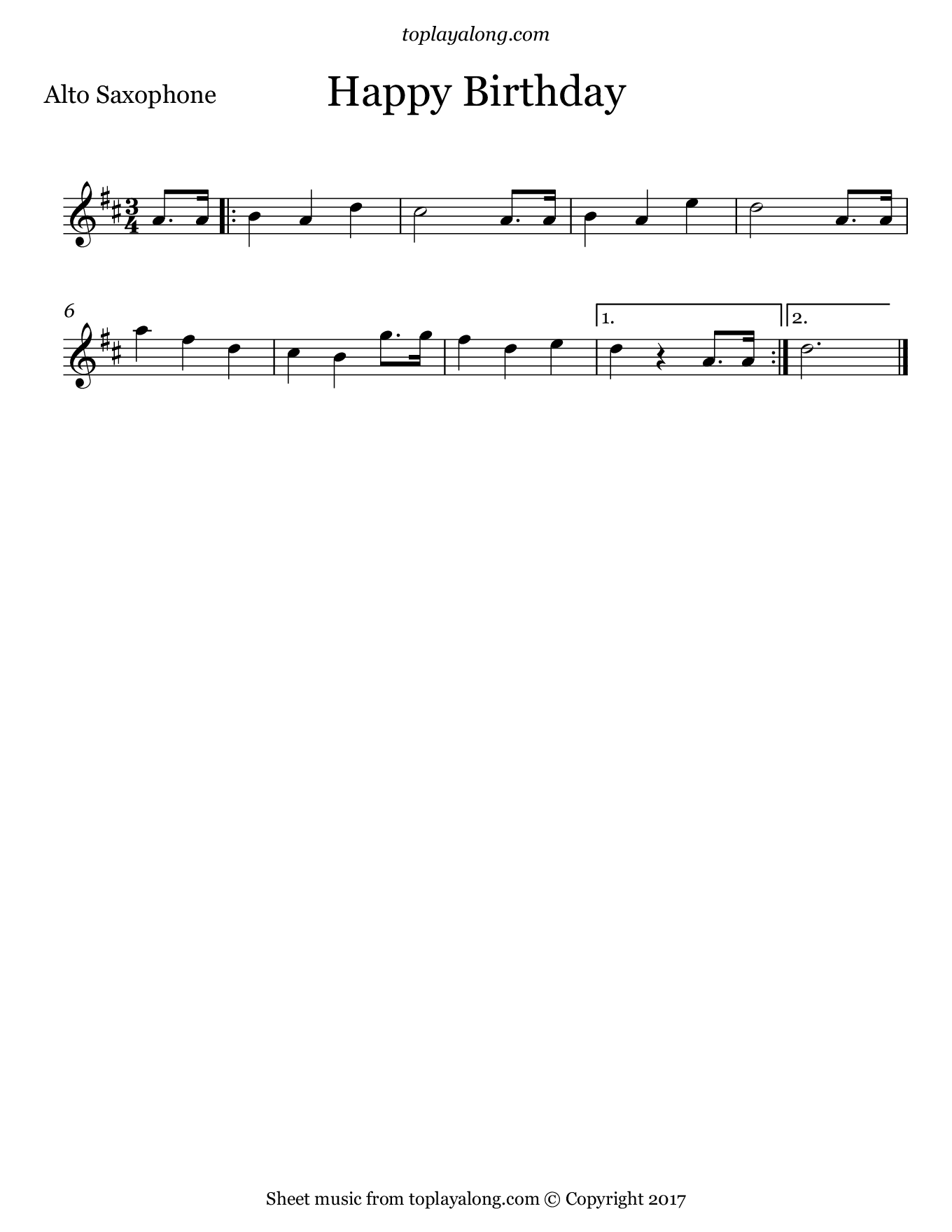 Download Free Alto Saxophone Sheet Music for Happy Birthday Today