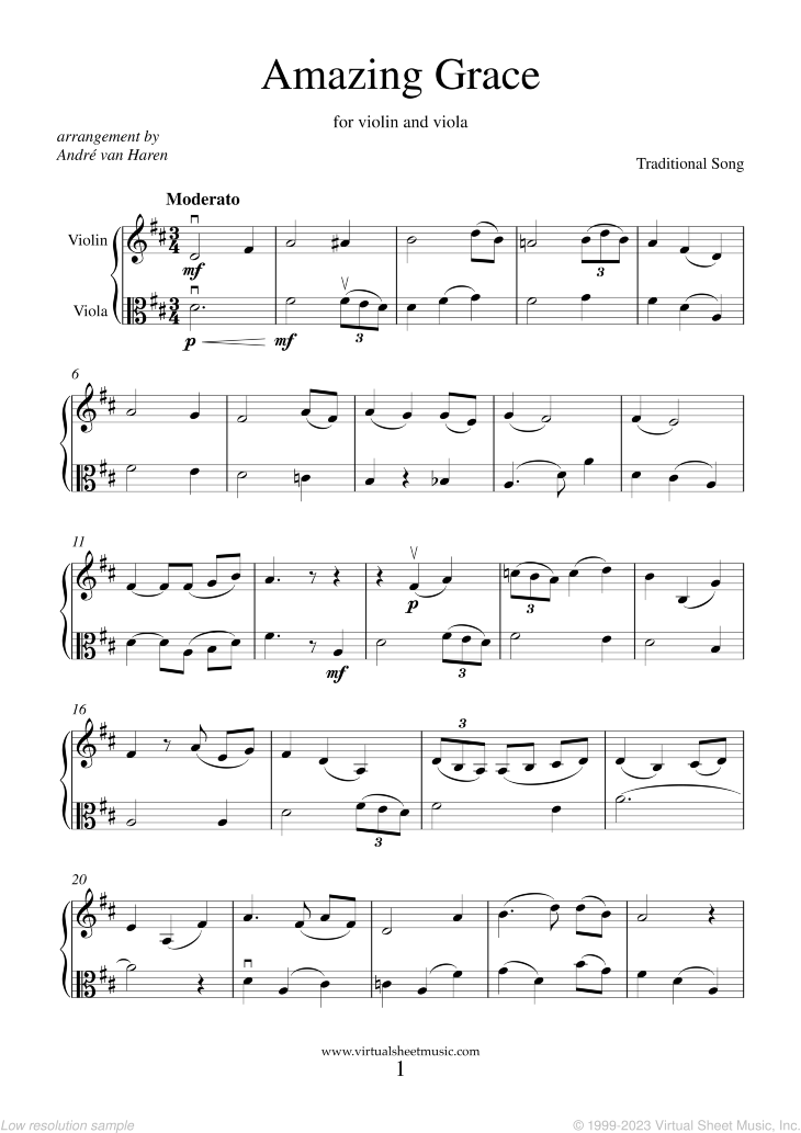 Get Your Amazing Grace Viola Music Sheet (Beginner and Intermediate)