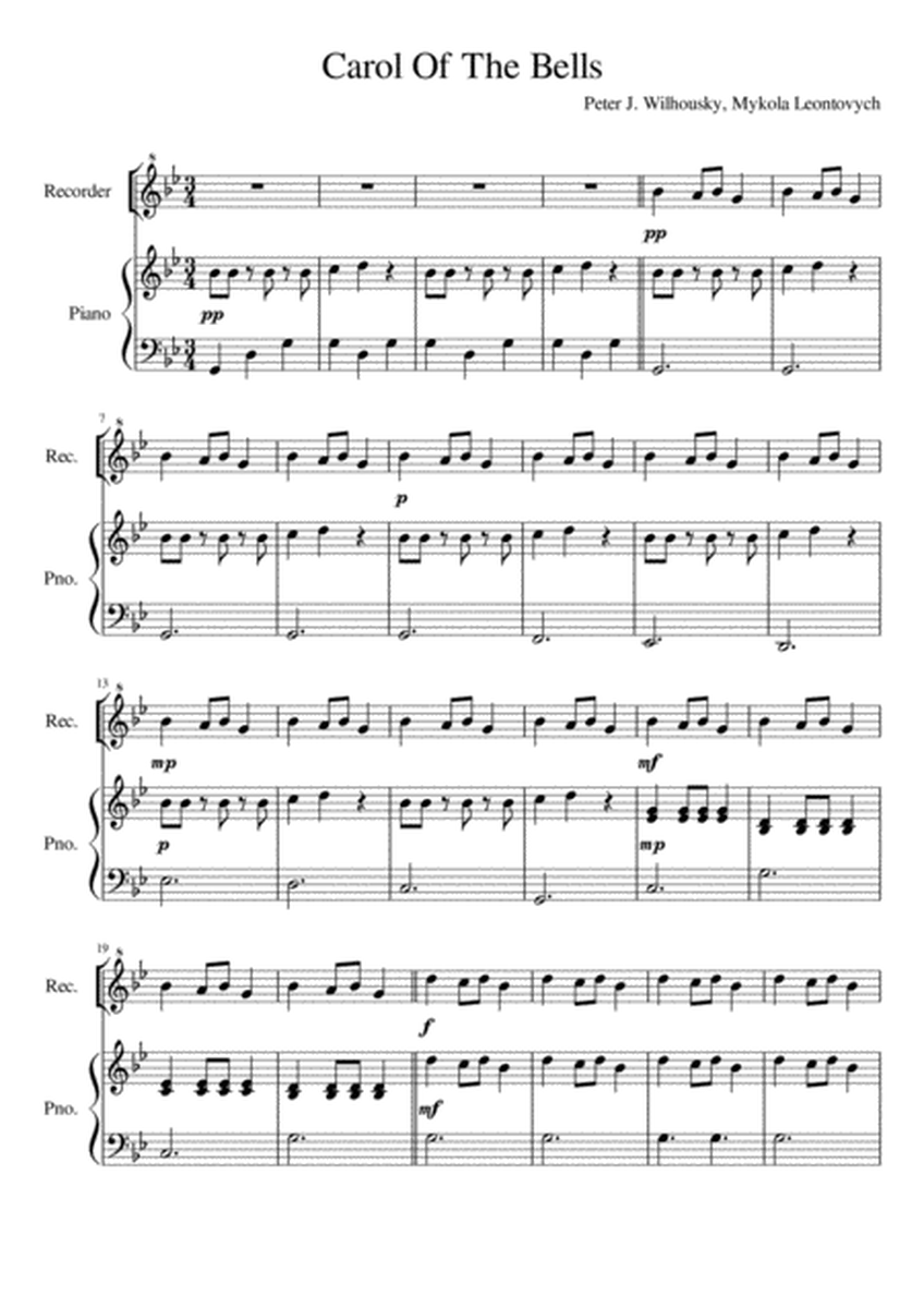 Best carol of the bells recorder sheet music, Top versions that you can find online