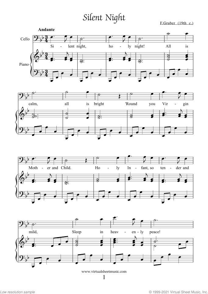 Download Cello Sheet Music Silent Night: Discover Simplified Versions for All Skill Levels