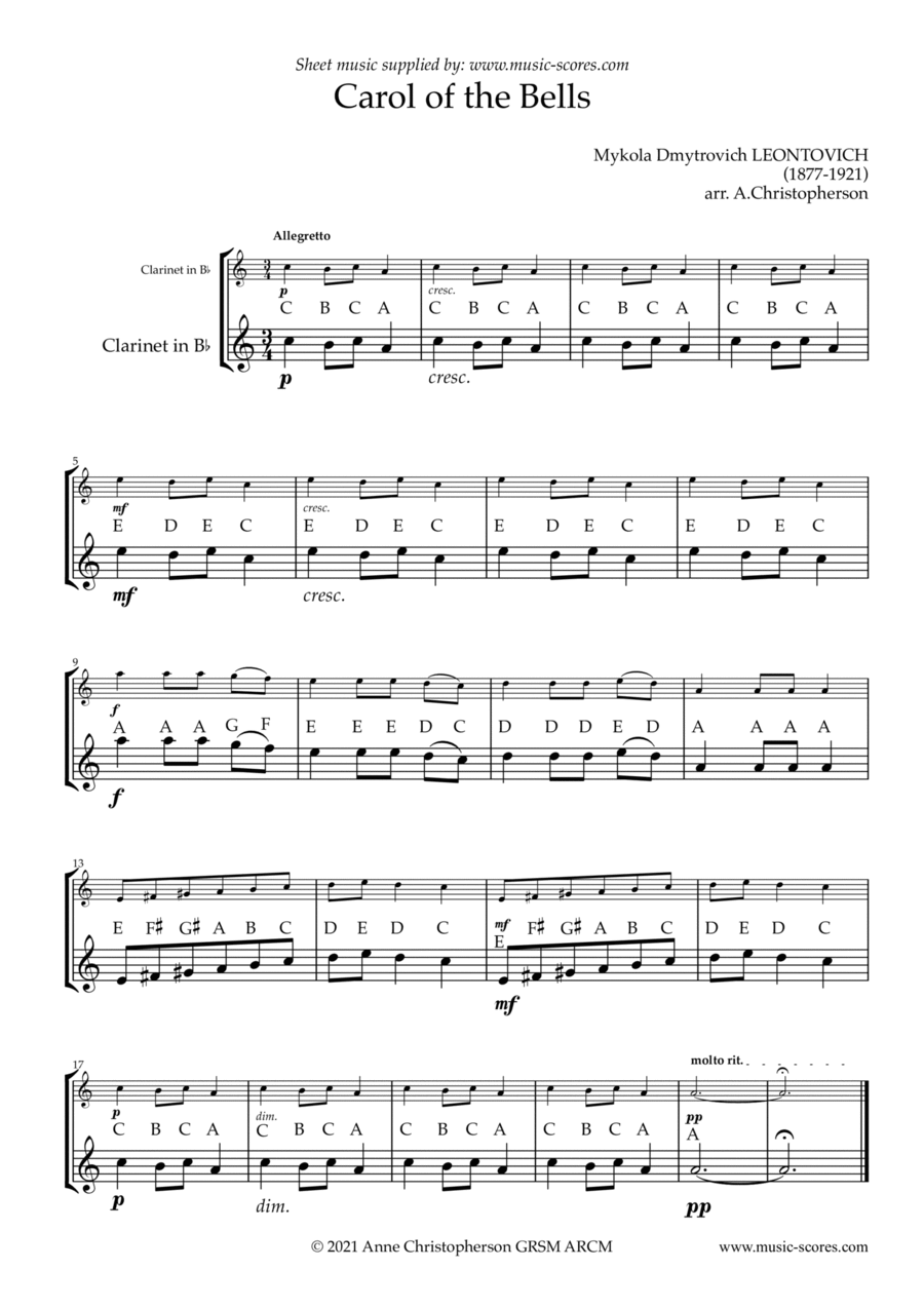 Carol of the Bells Sheet Music for Clarinet Guide - Learn This Classic Easily